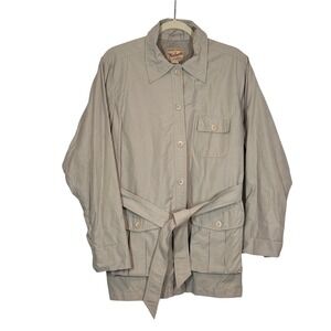 Woolrich Women's Belted Safari Thread Jacket Coat Medium Lt Taupe Outdoor Wear